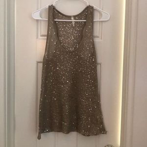WILLOW AND CLAY: brown sequin racerback
